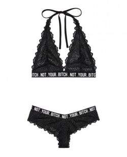 Vibes Not Your Bitch Bralette & Cheeky Panty Black L/XL main